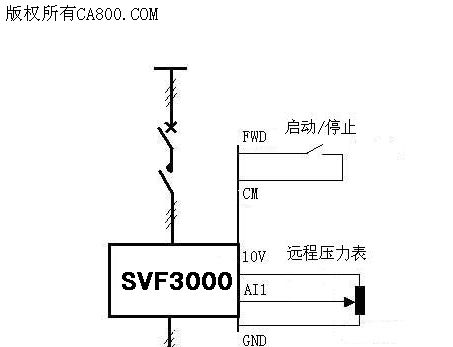 首页 电气接线图 案例特点:压力表量程可设,可通过键盘的up/dw